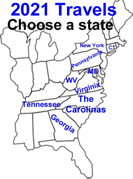 2021 Travel map for the two RV Gypsies